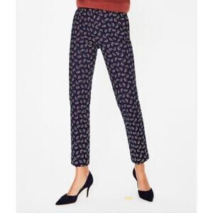 Boden Navy Blue Geo Richmond Ankle Trouser Pants Womens 4 petites